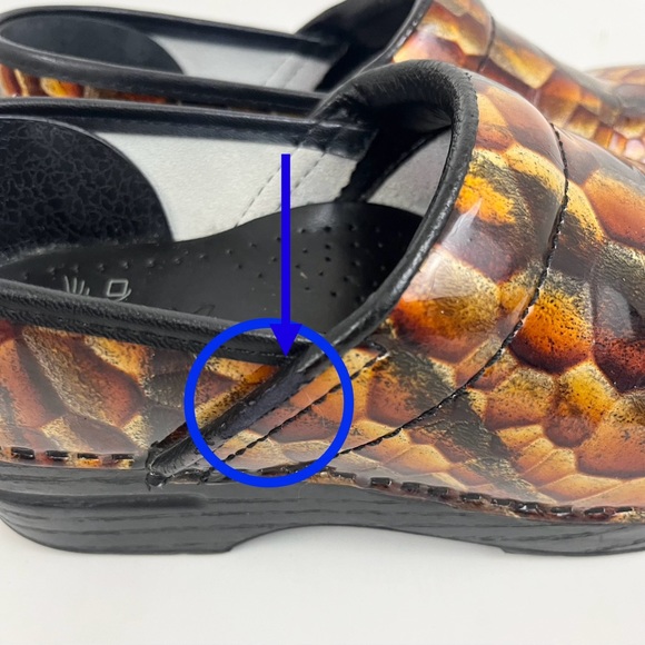 Dansko Professional Clogs Brown Gold Shiny Leather Women’s Size US 6.5-7 / EU 37 - Picture 11 of 16